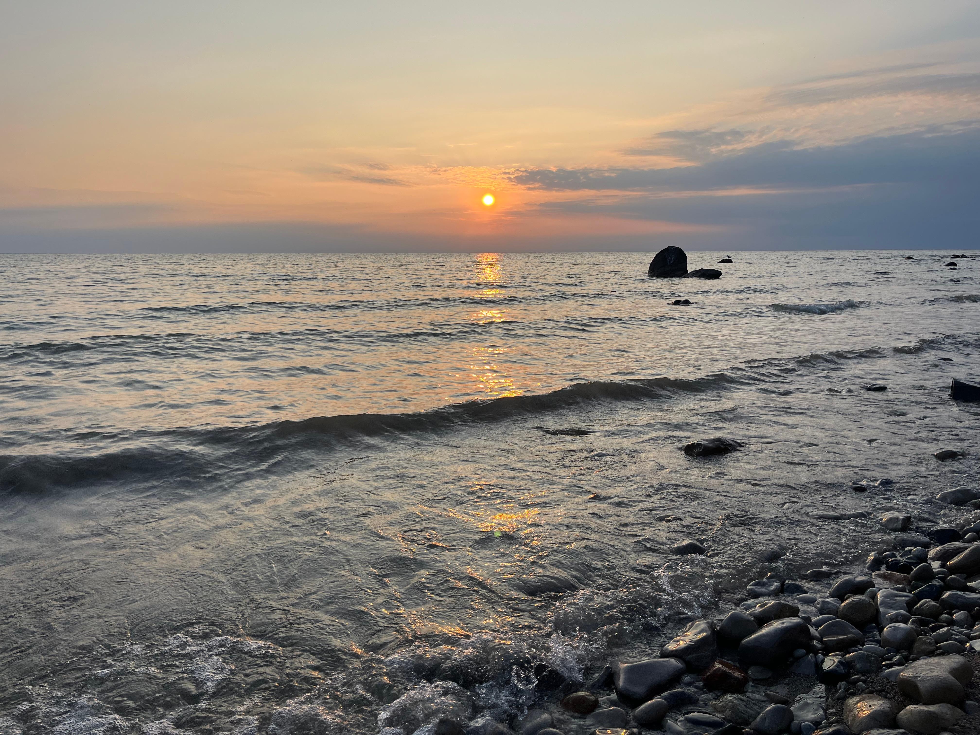 Sunset on Lake Huron from the waterfront.