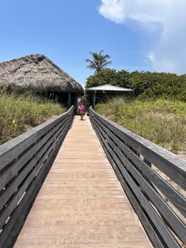 Tiki cafe on the beach near the museum
