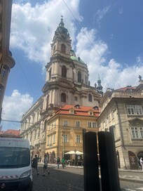 St Nicolas, the view from the sidewalk cafe when drinking.