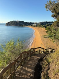 Easy morning walk down to beach via path that starts at house