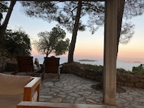 Outdoor terrace at sunset