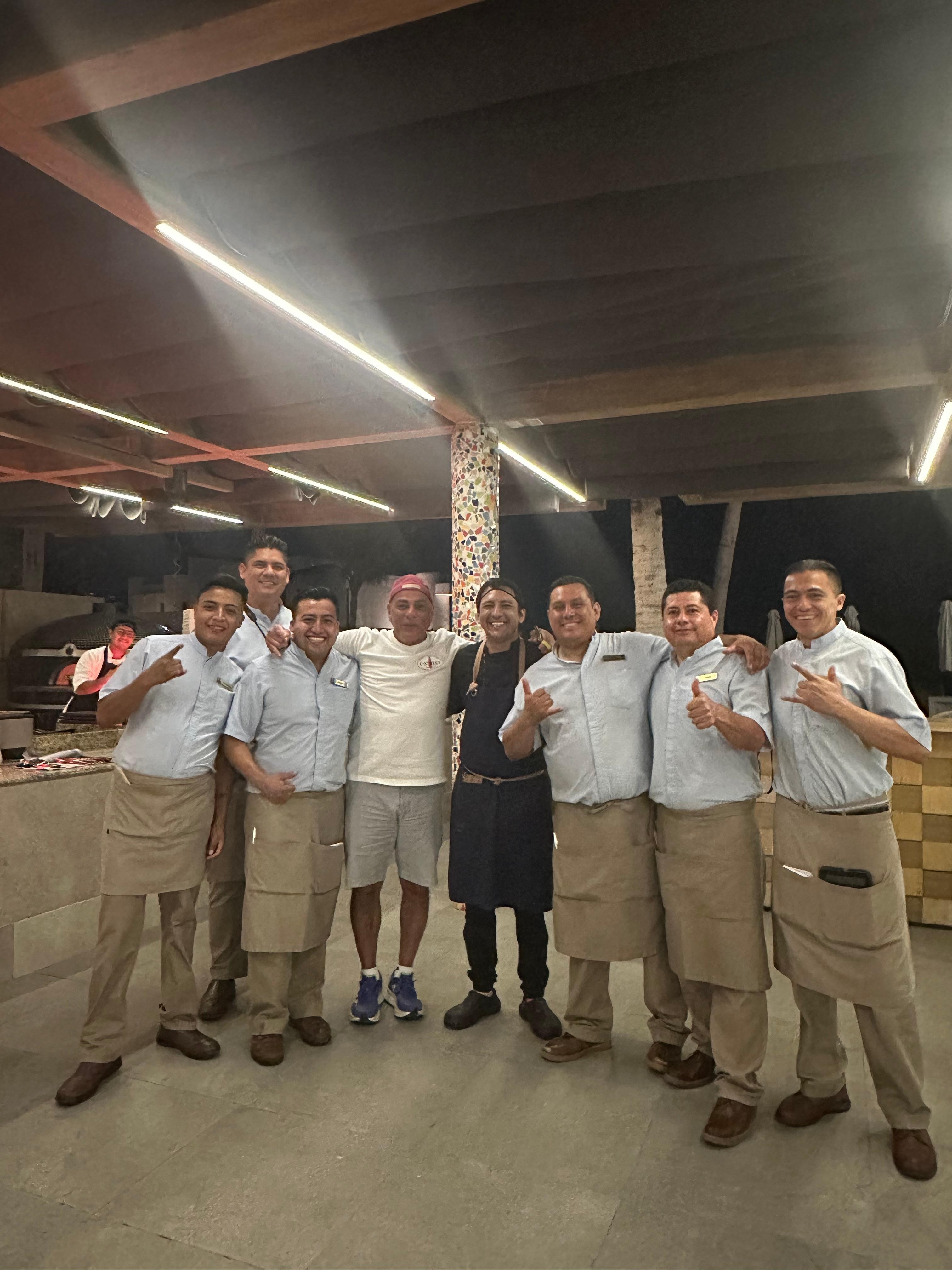 HUGE SHOUTOUT TO NO NECK MAURICIO, OSCAR GORDO, BABY HUEY AND JORGE. The guy in black is the head chef Alejandro. This guy is the best chef in Cabo.. 