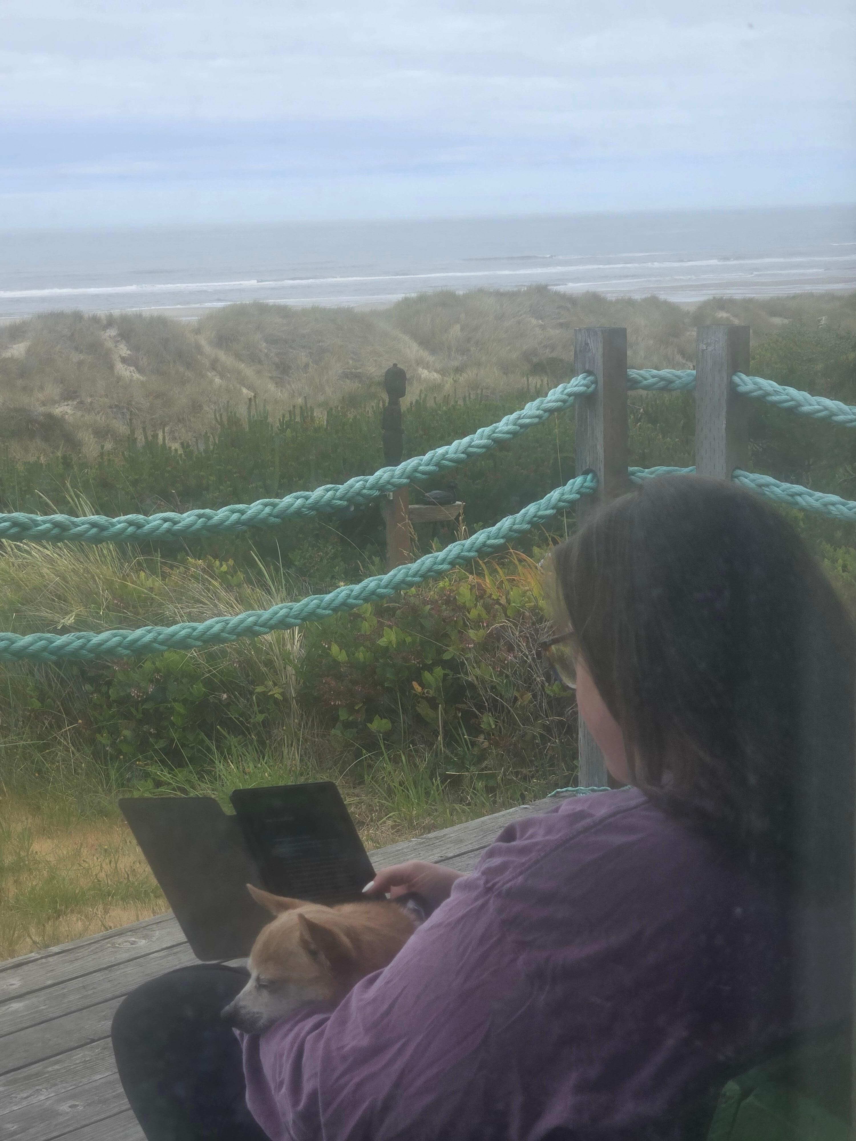 Enjoying the ocean from the deck