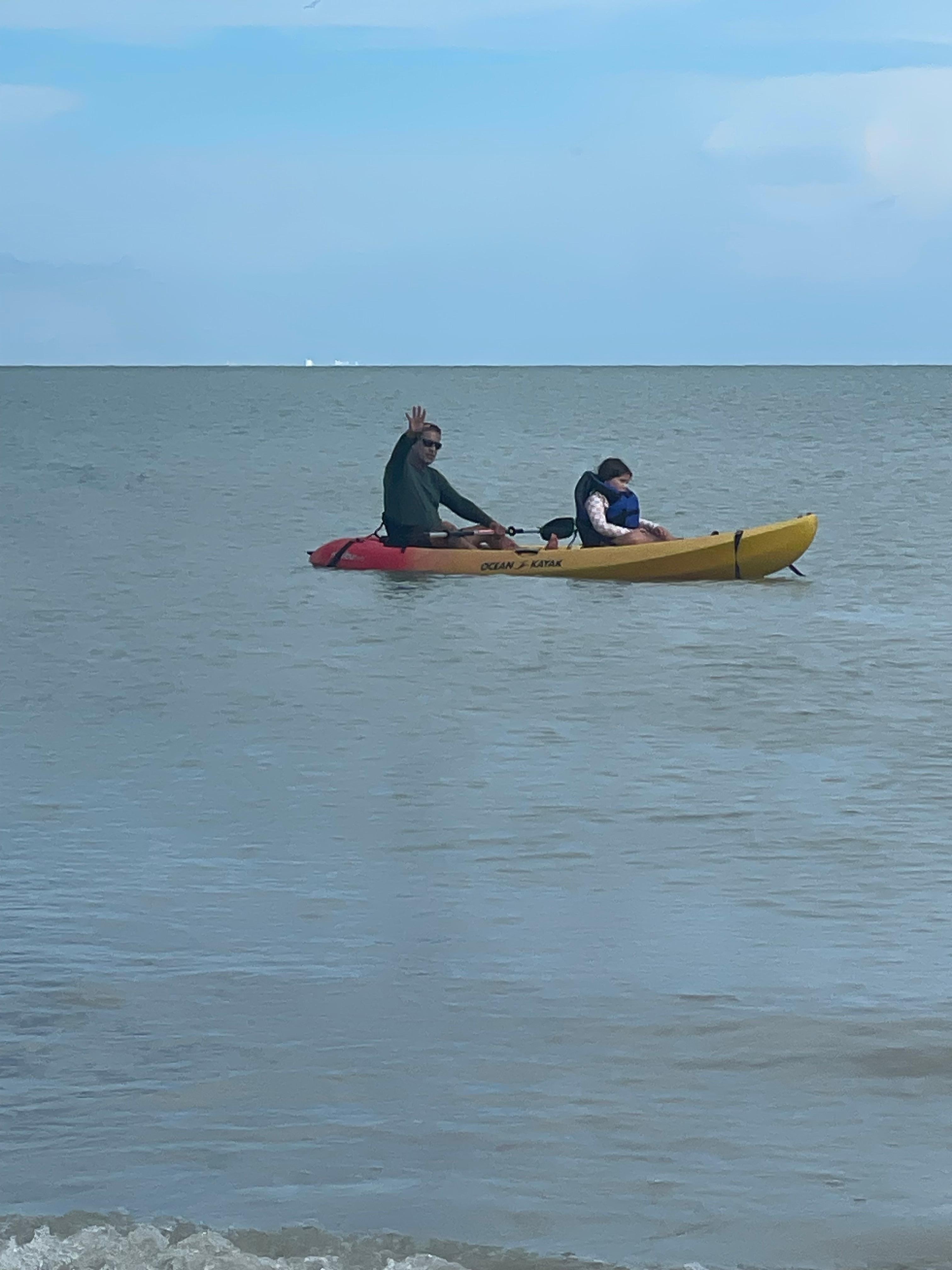 Kayaking at the beach. That day the water was super calm.