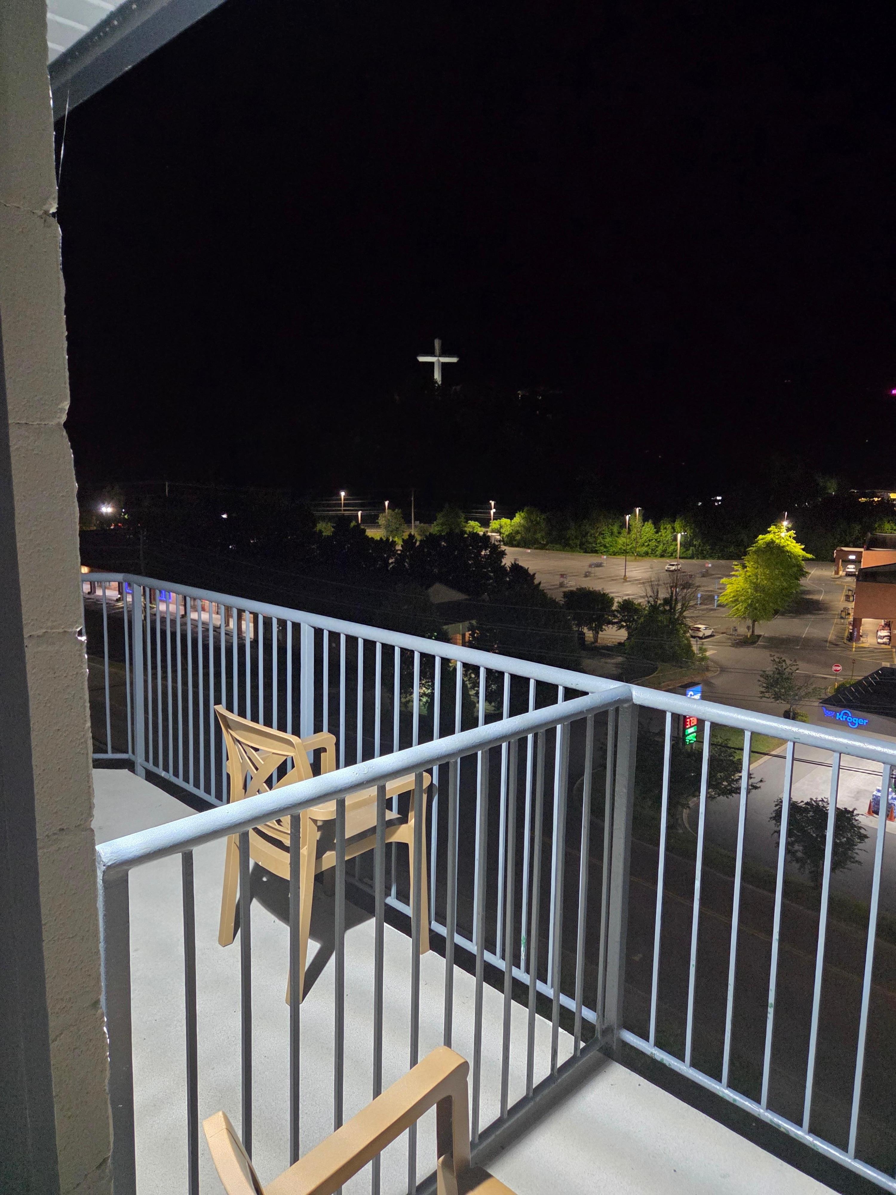 The view from our patio at night.