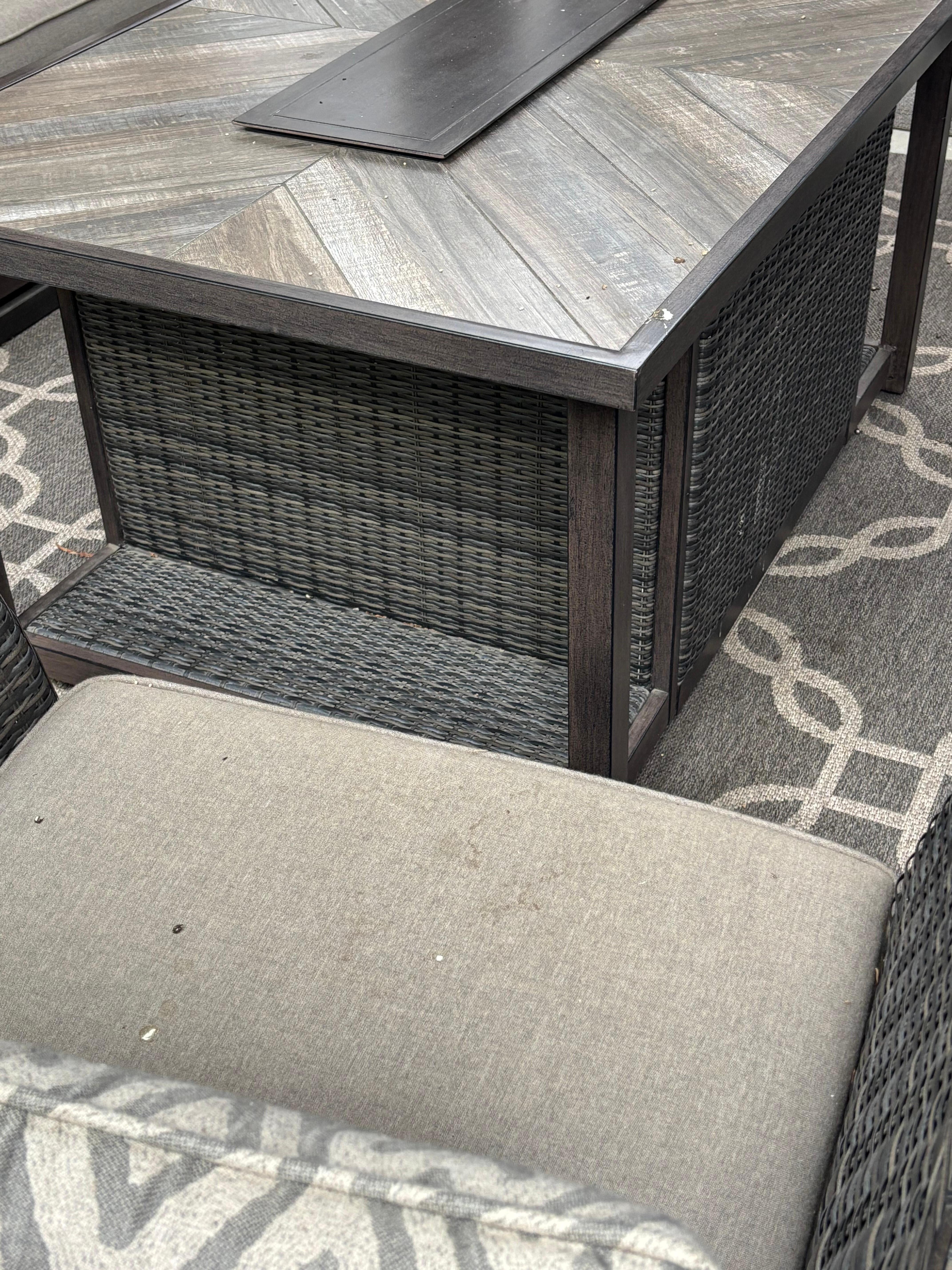 Side patio furniture with bird poop on it