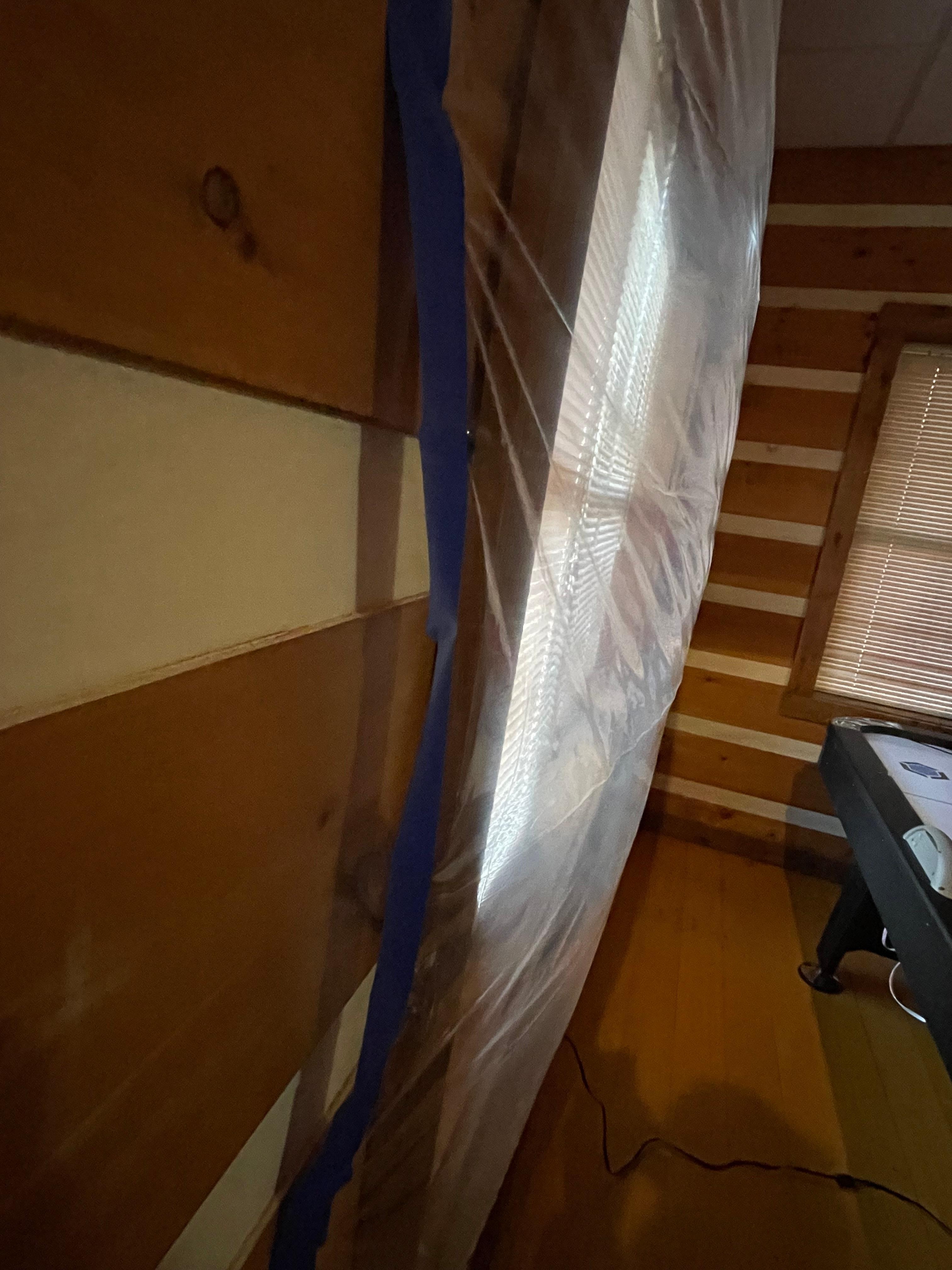 The plastic covered windows 