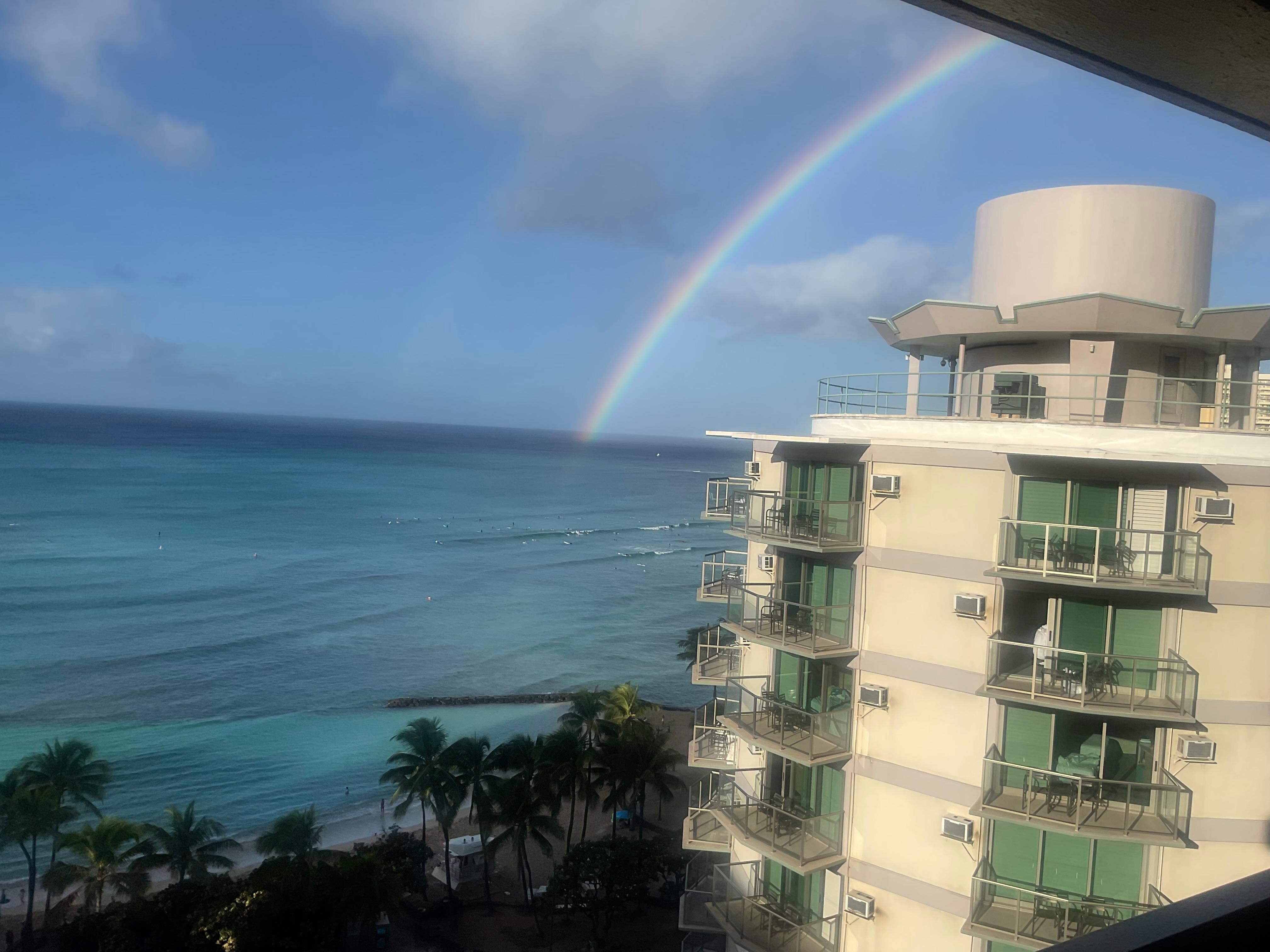 We sat out on the lanai every morning, this day, Hawai’i welcomed us with a rainbow!