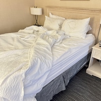 This is a double bed at best - and was TERRIBLY uncomfortable.