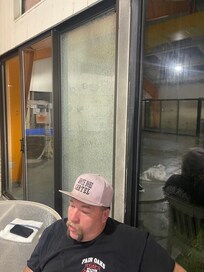 Broken glass in pool area