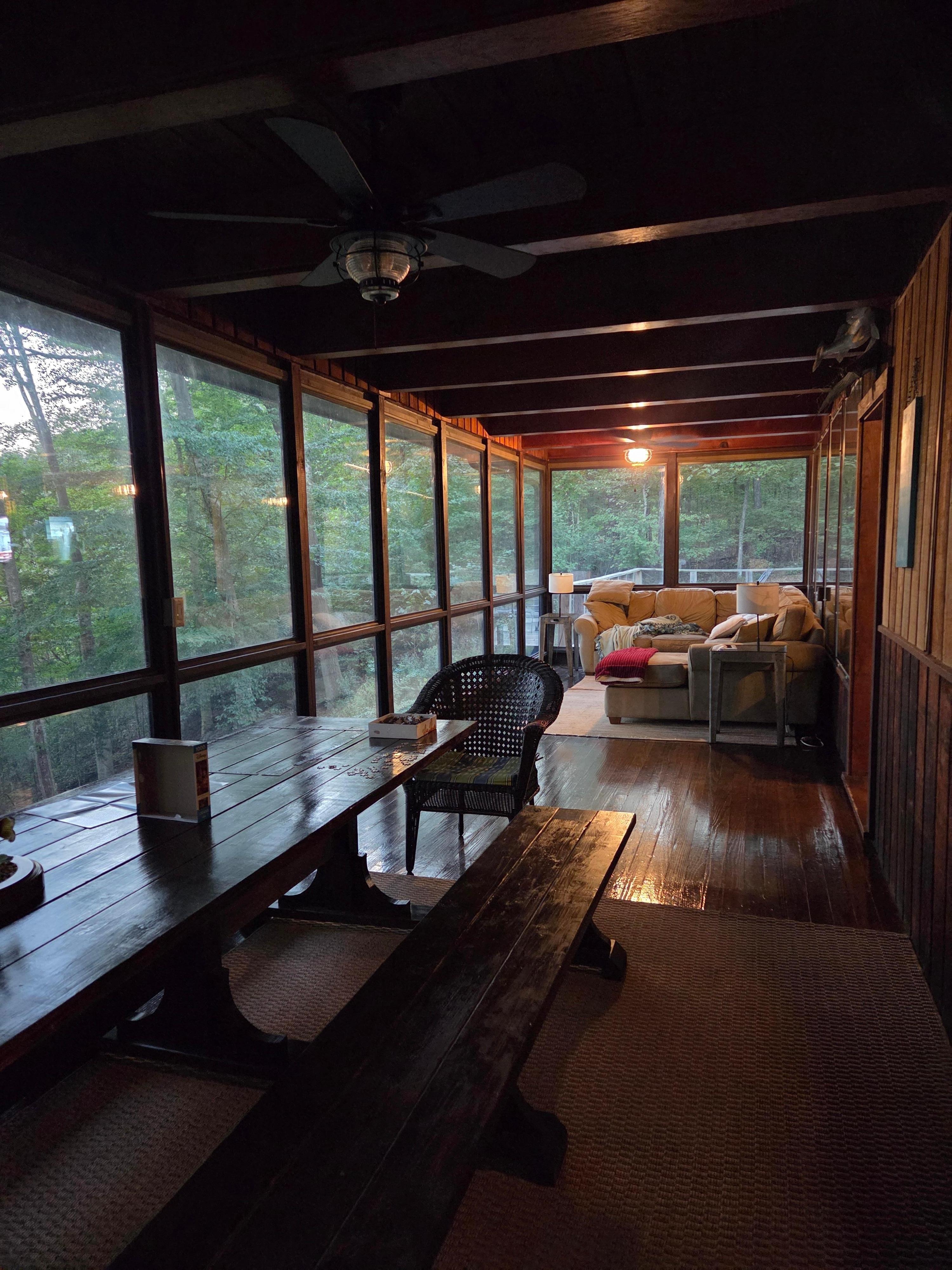 Lakeside rooms. Dining and couch area