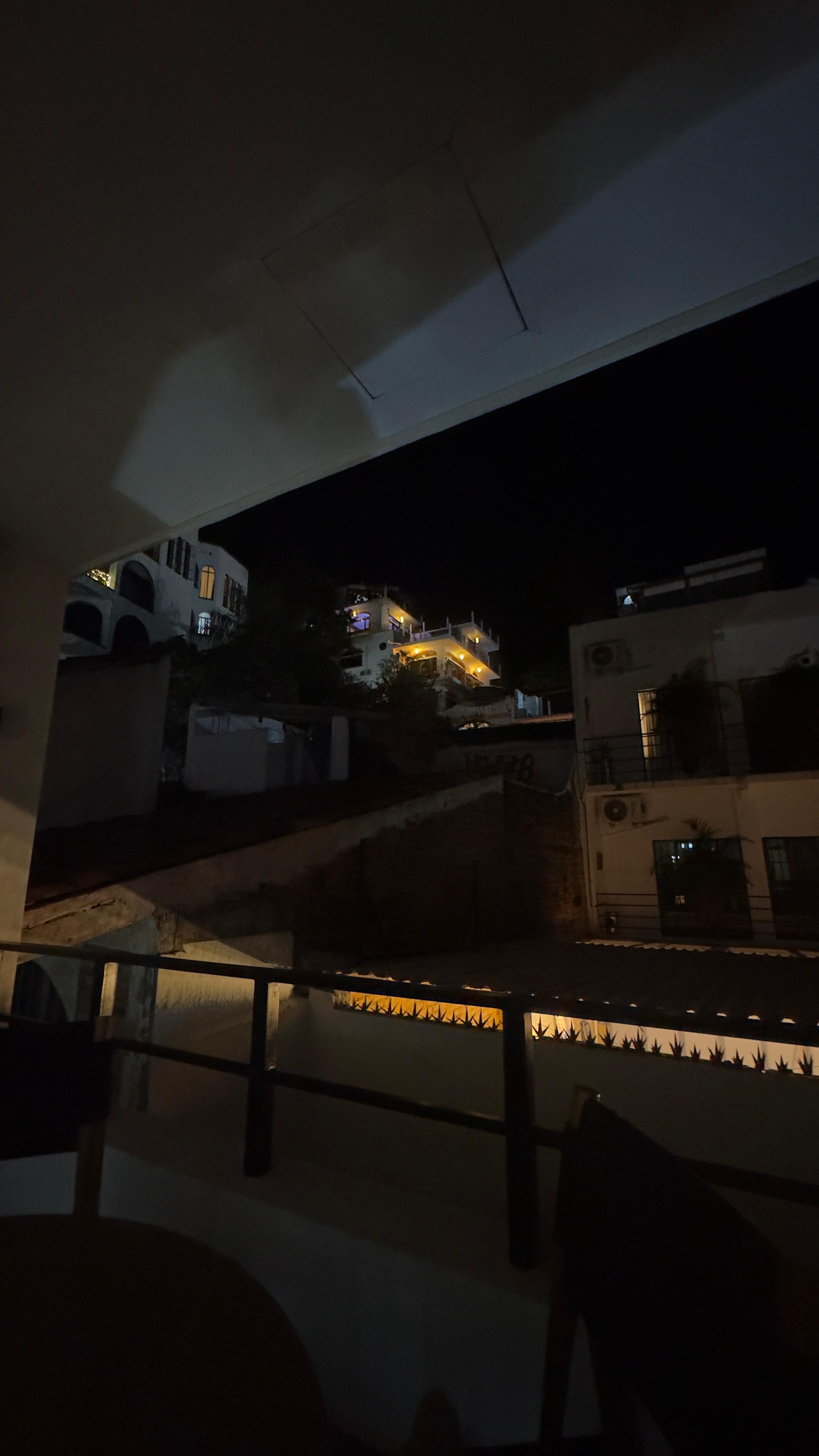 The view from the main balcony at night