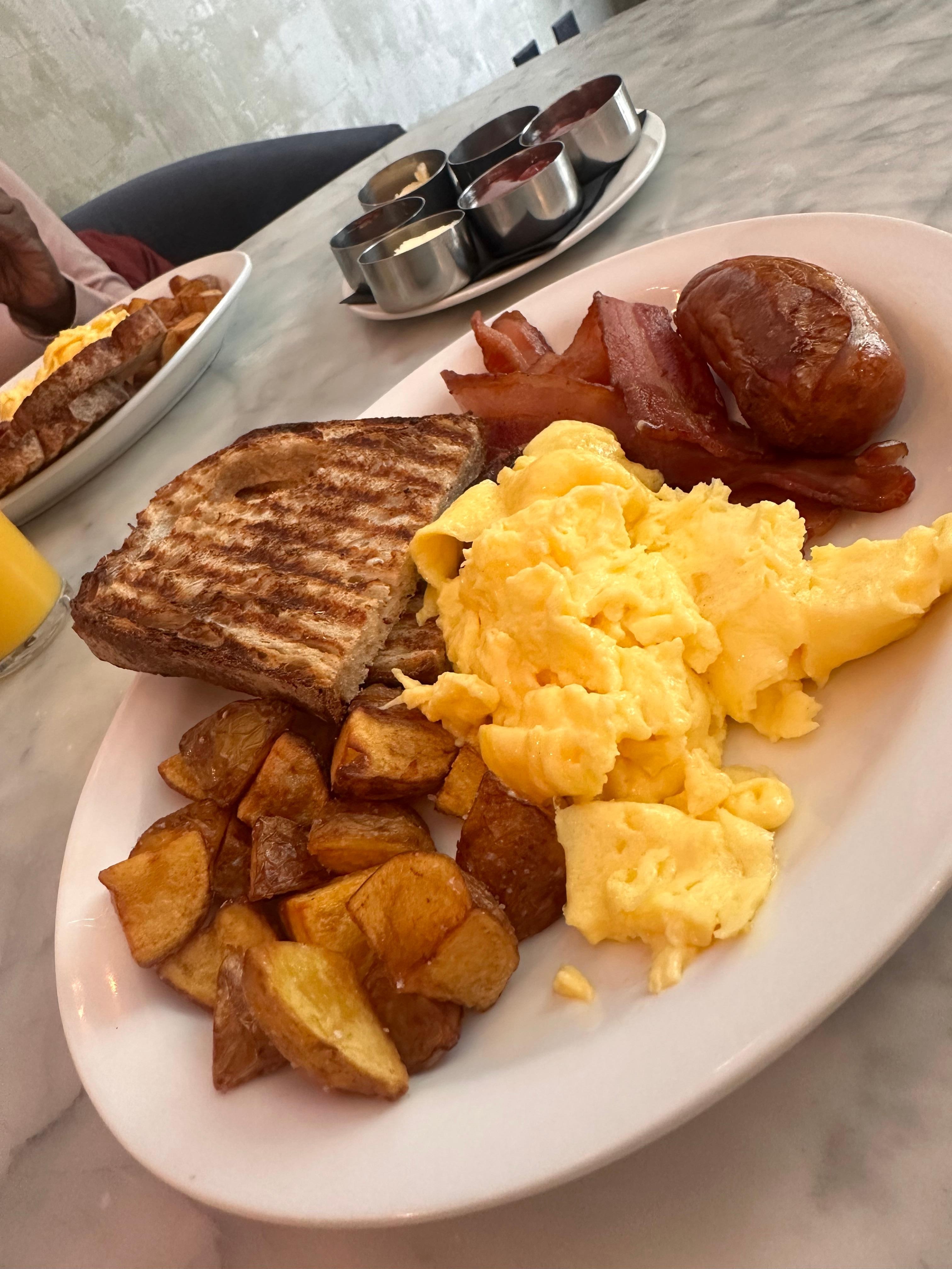 Canadian breakfast  at hotel restaurant. Well done. It just took almost 20 minutes from Oder to being served meal.