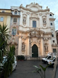 Church across the piazza view when stepping outside.