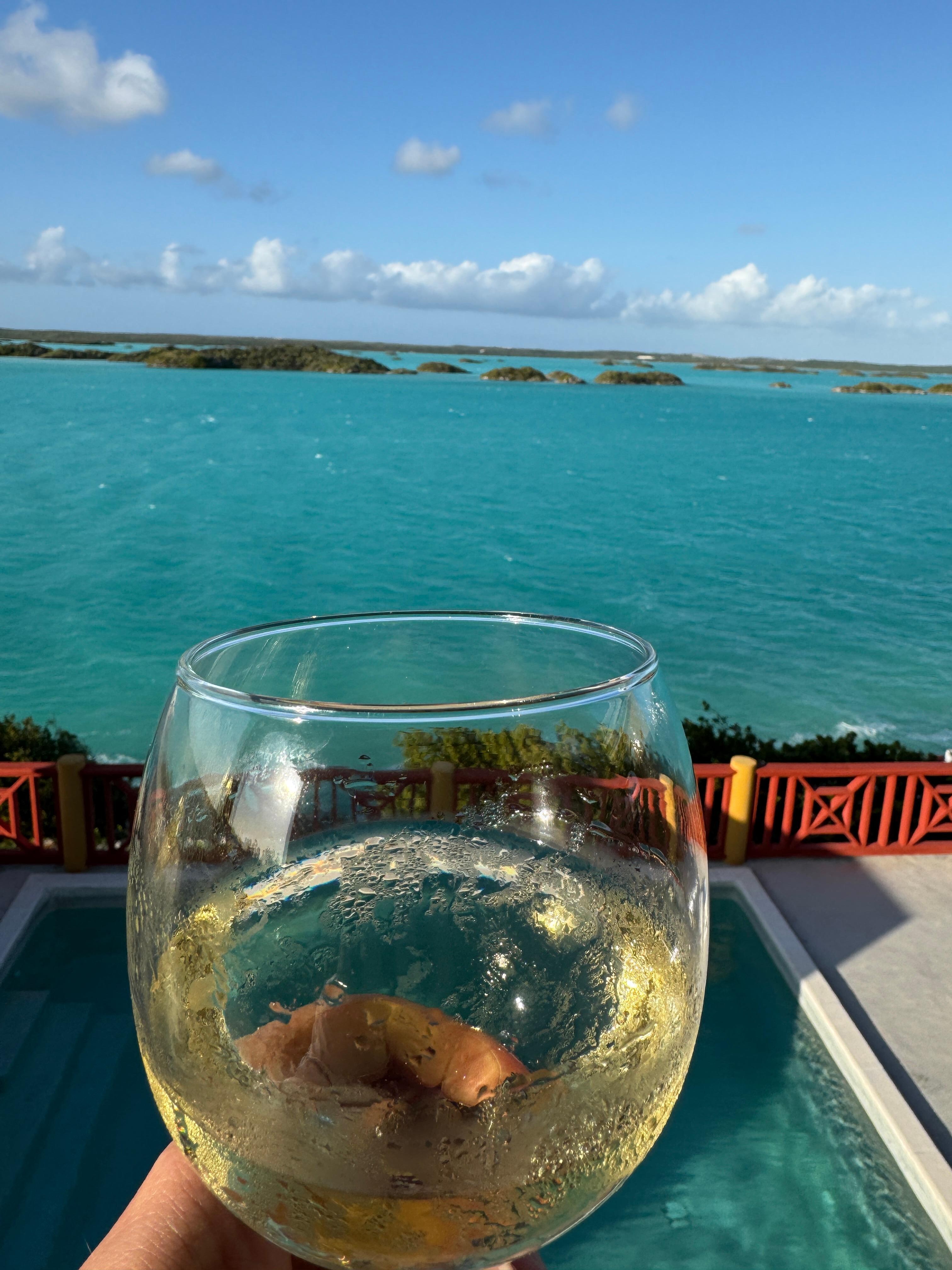 Raising a toast from the private balcony