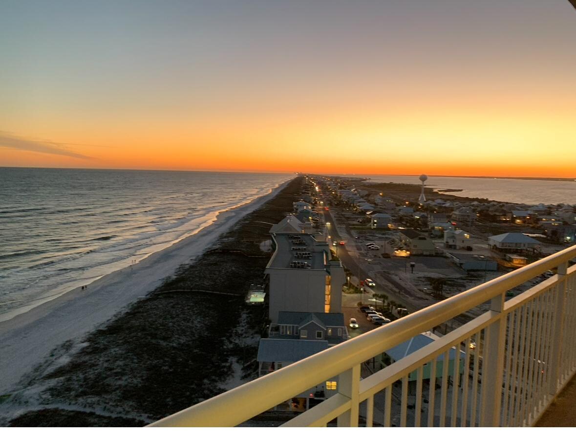 Balcony view of sunset