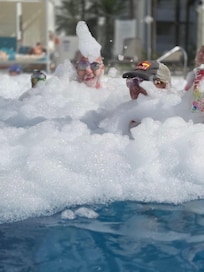 Foam party fun at the pool.