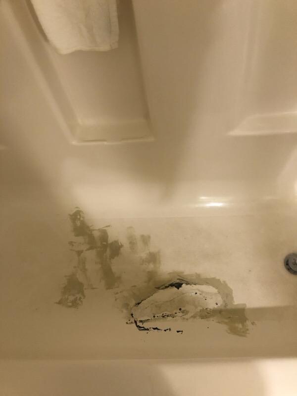 Tub patched still leaked
Moved to another room ac leaked on floor. Red stains also on floor. Also had asked for adjoining room due to having 3 children under 3 over a month earlier. Did not get it.