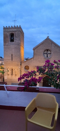 Rooftop terrace at sunset