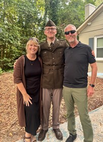Graduation picture in the front yard of VRBO