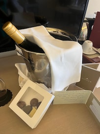 Complimentary wine & chocs