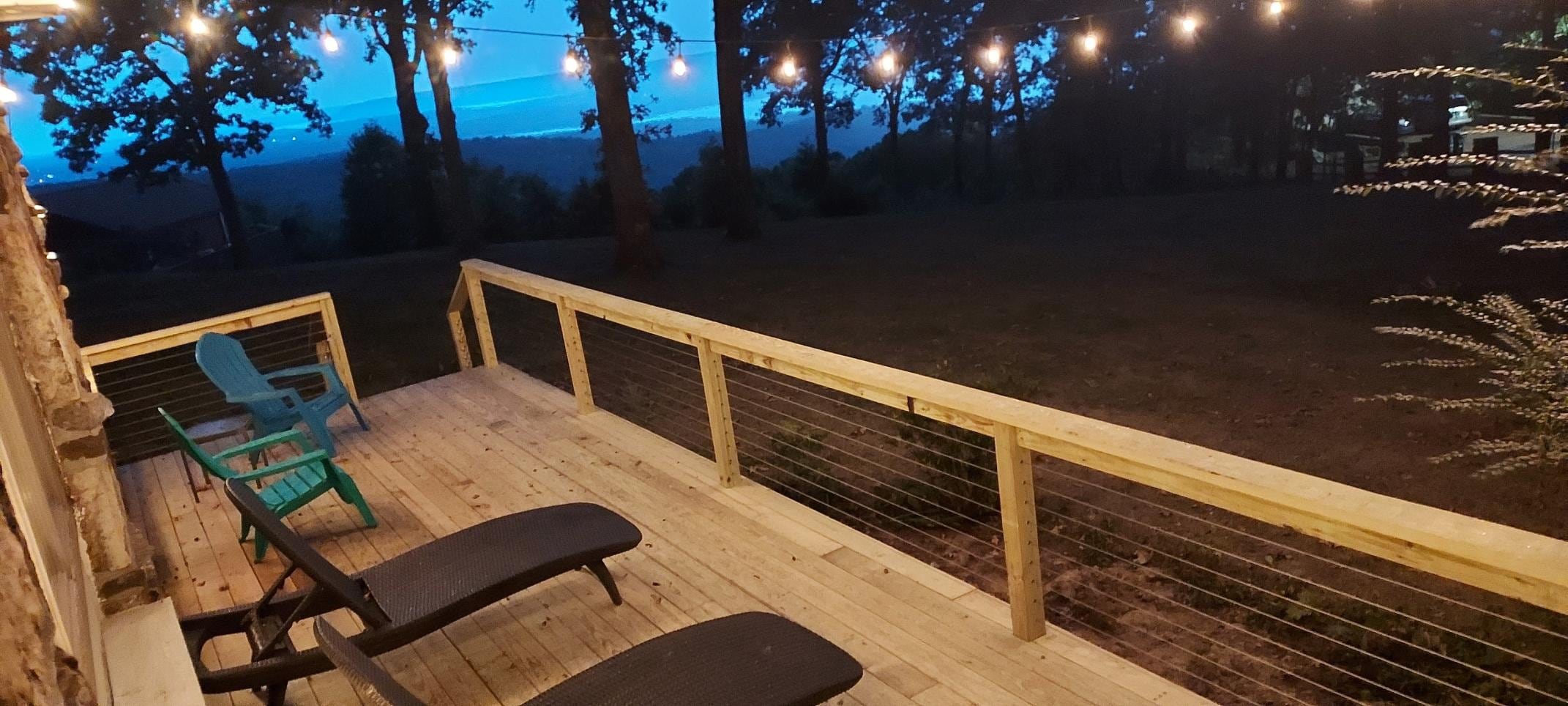 The deck and evening view.