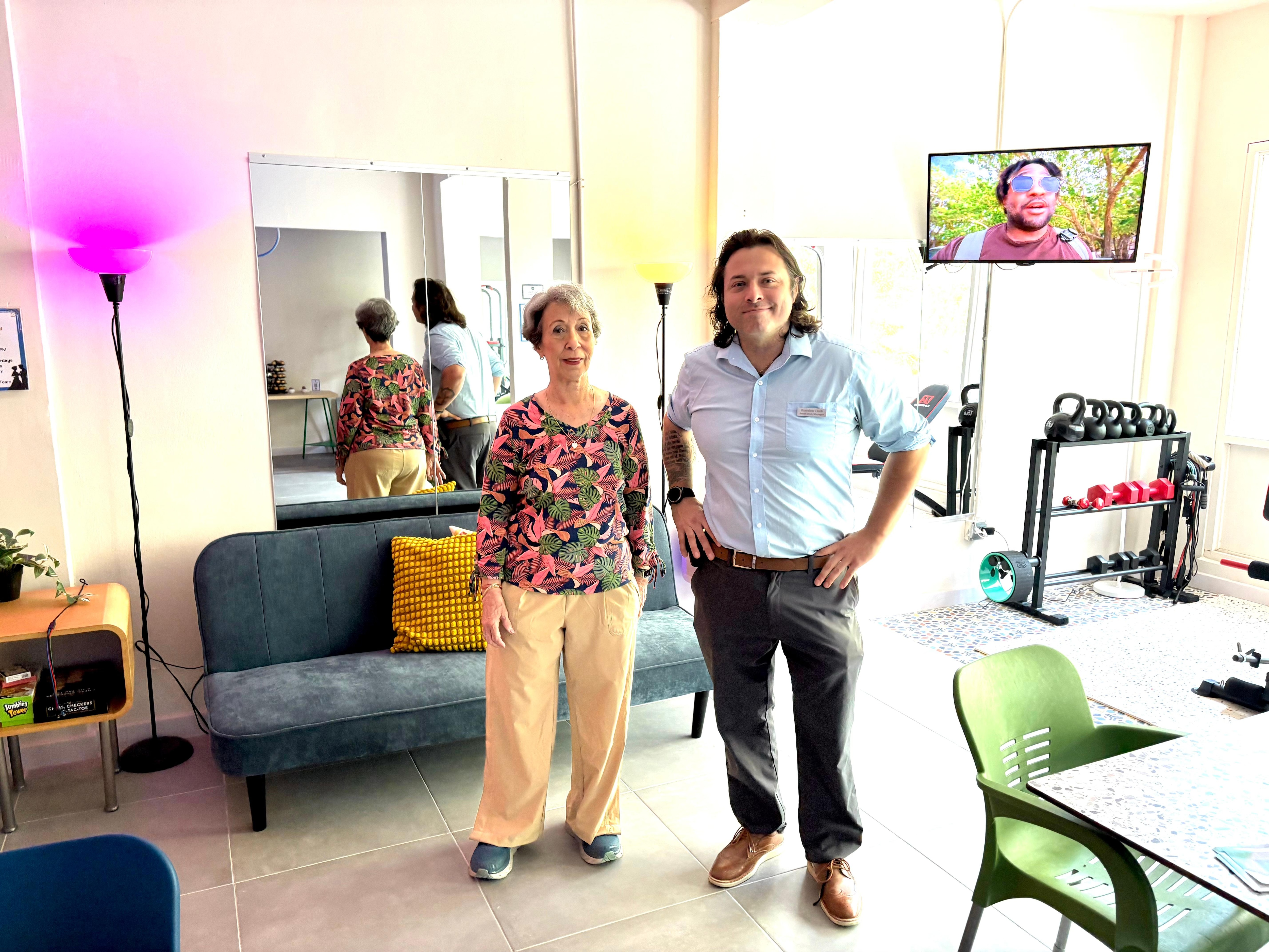 Lobby of hotel with General Manager Mr. Clark