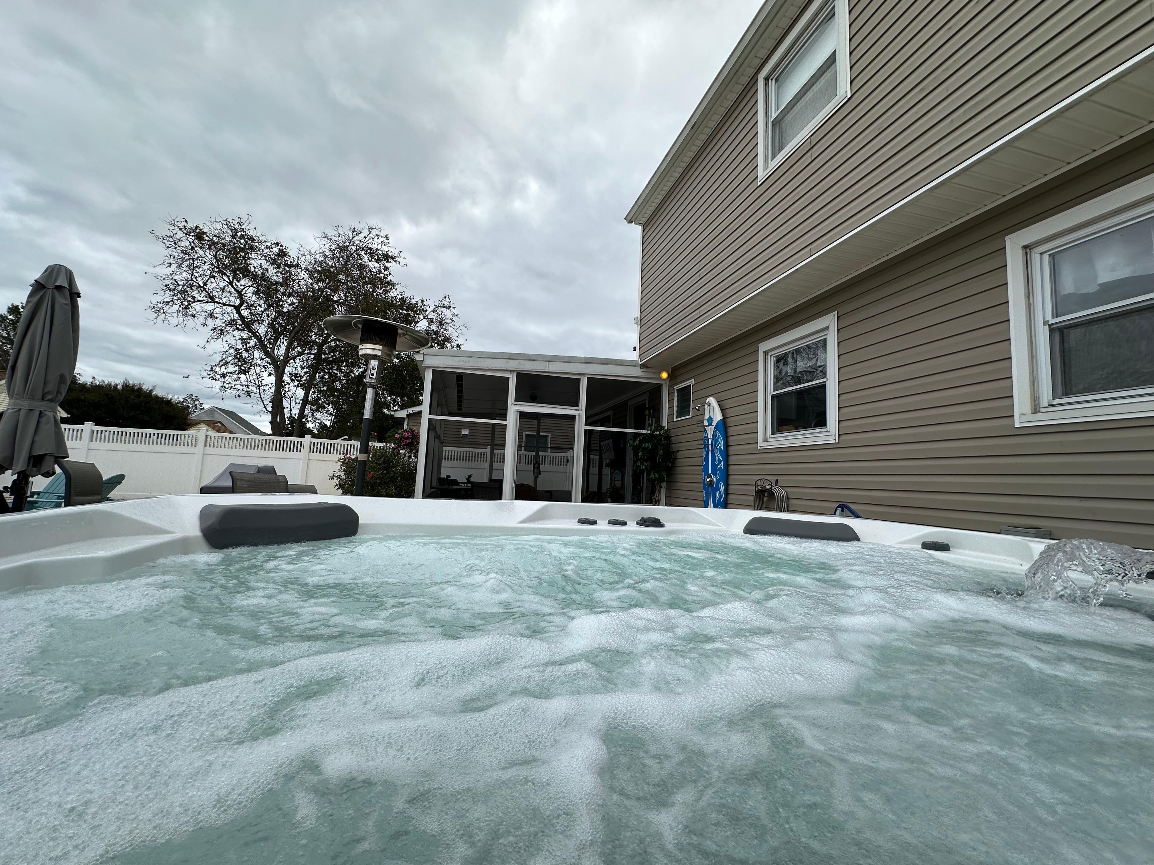 Backyard view from hot tub.