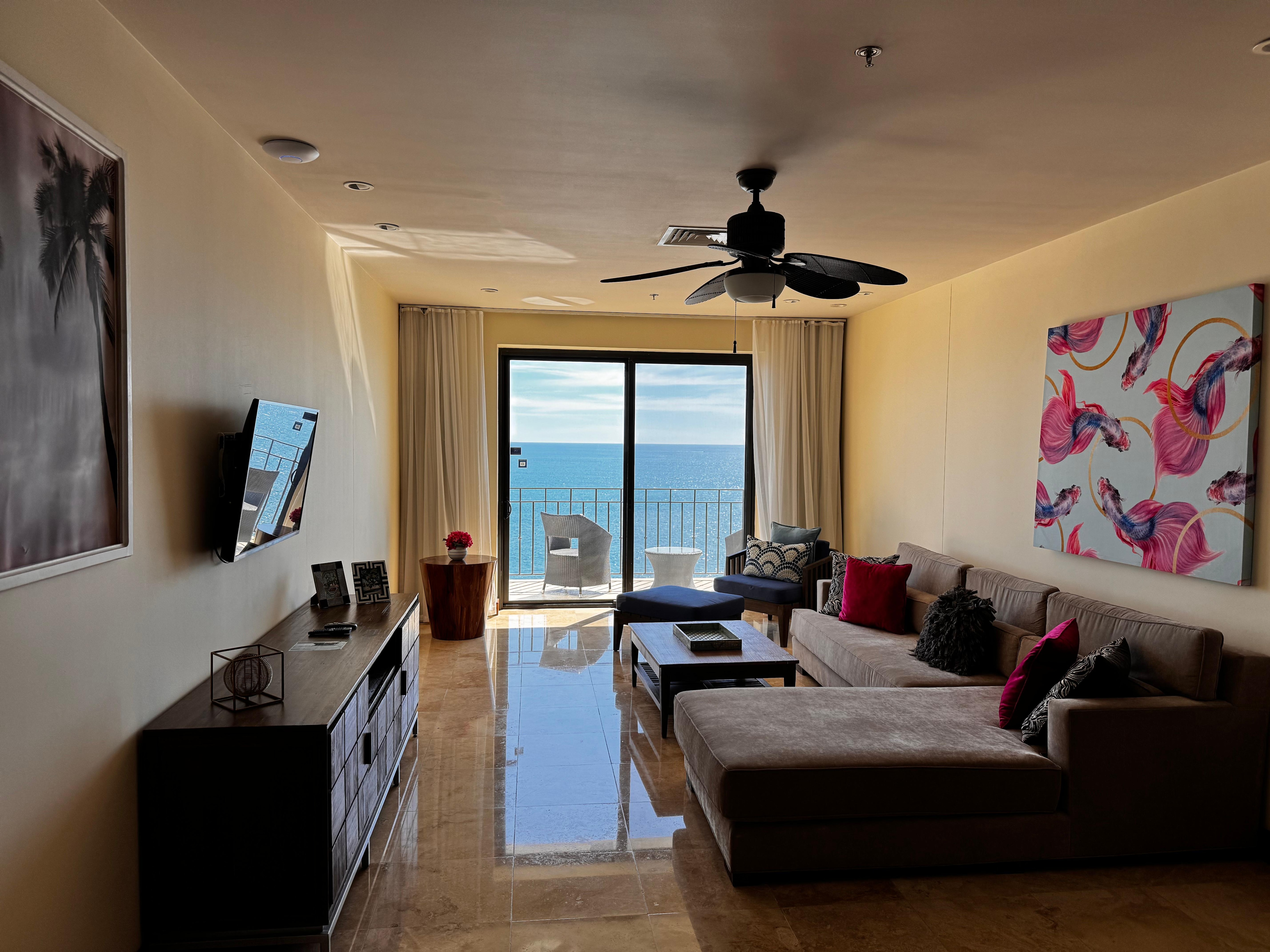 1-bed condo view of pacific from living area 