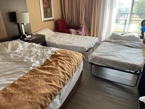 The small space in front of the king bed was how much space we had to move.