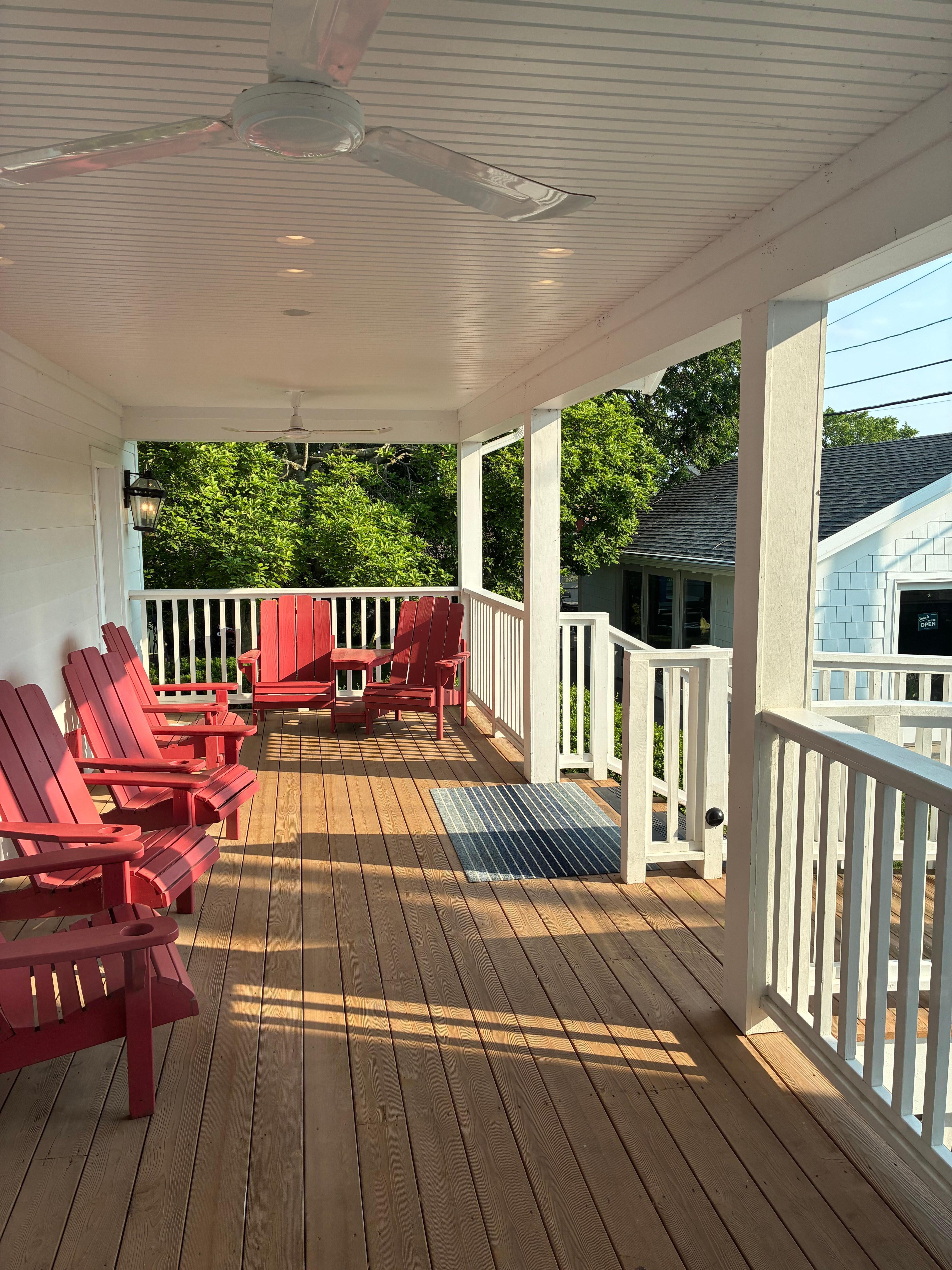 Great back area to meet others during your stay.