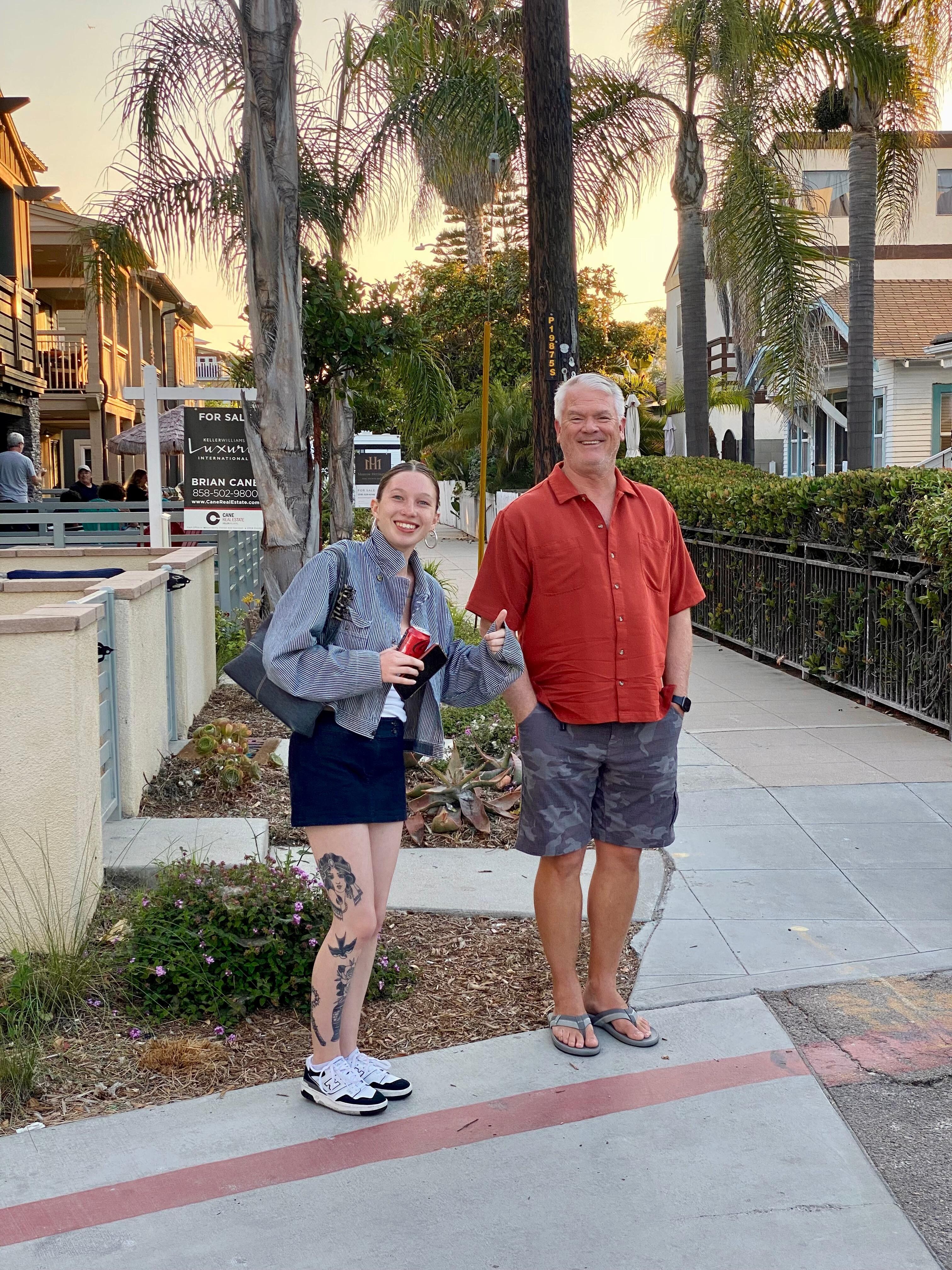 My husband and our youngest son’s girlfriend. We were waiting for an Uber. 