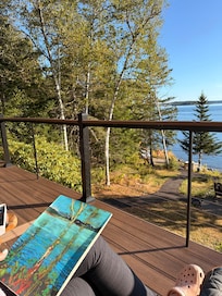 Painting on the deck.