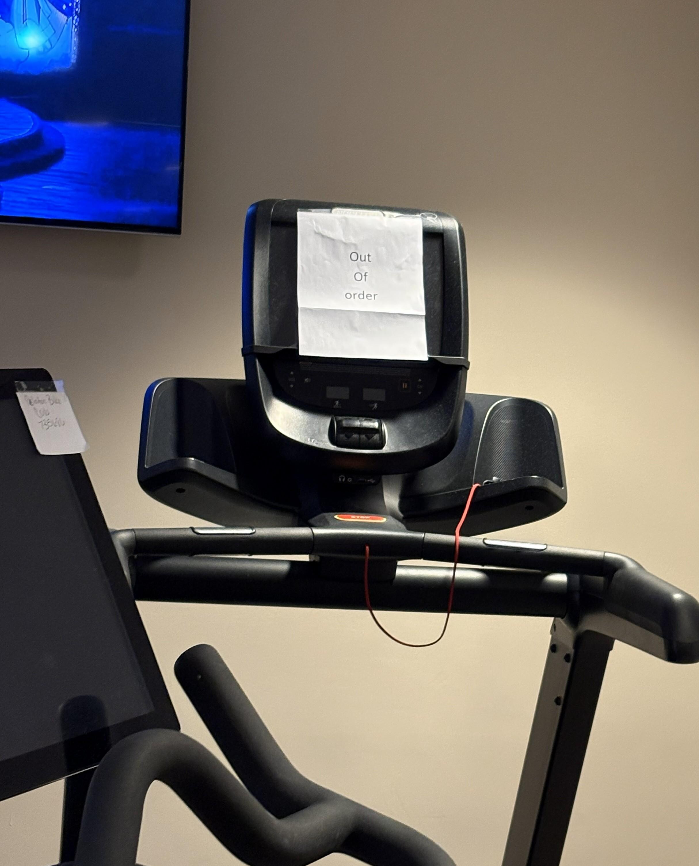 1 of 2 treadmills - both out of order.