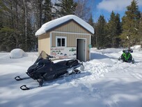 Warming shelter on snowmobile trail north of Red Lake.