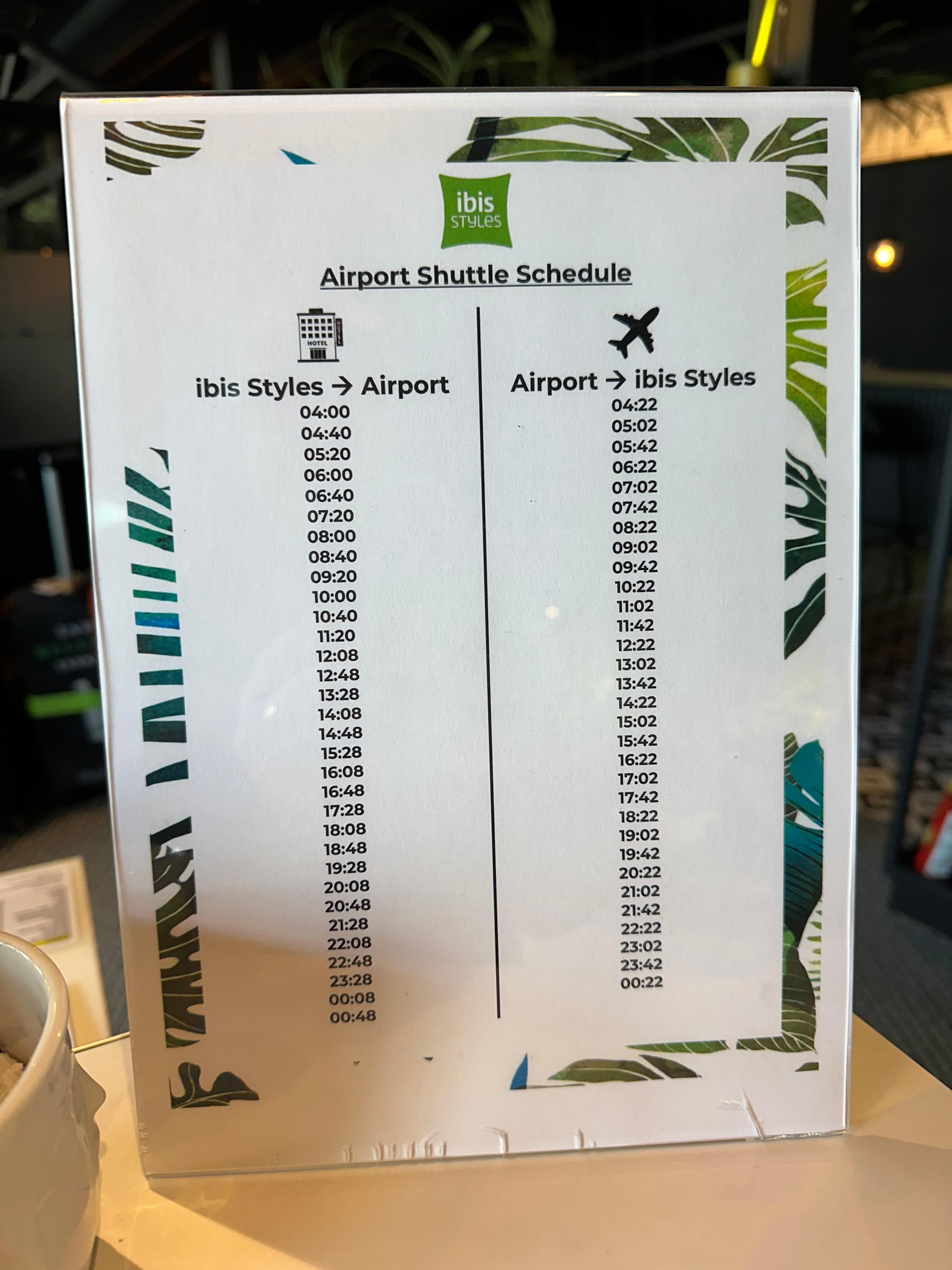 Shuttle schedule May 2025
