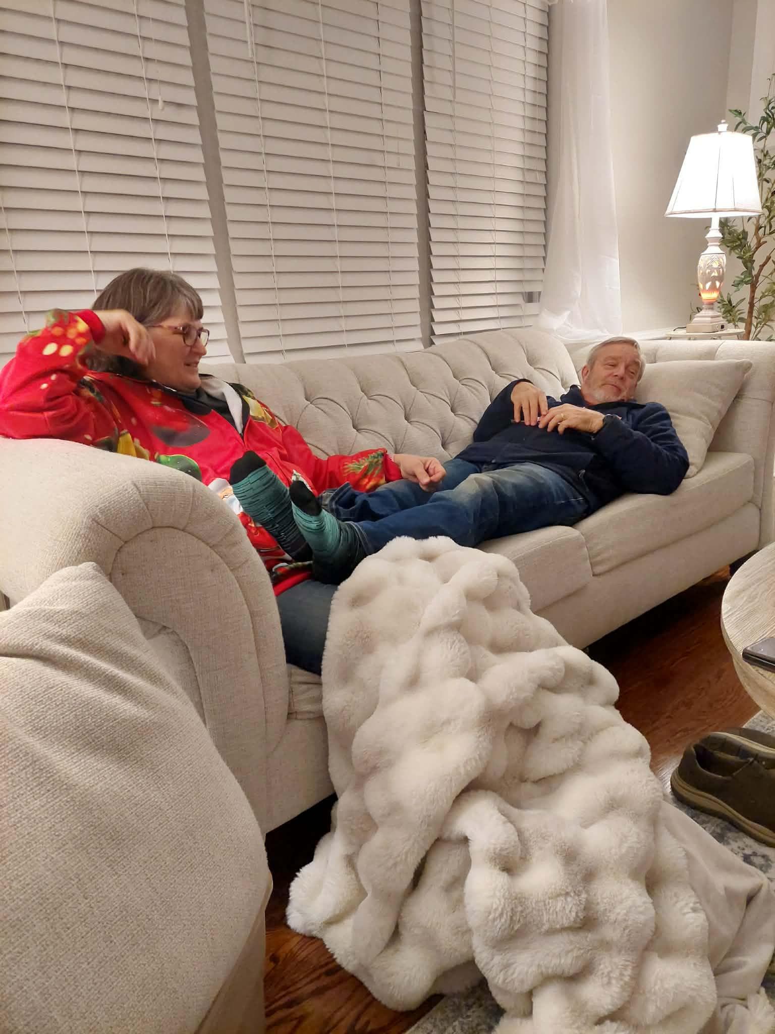 Relaxing in the living room.