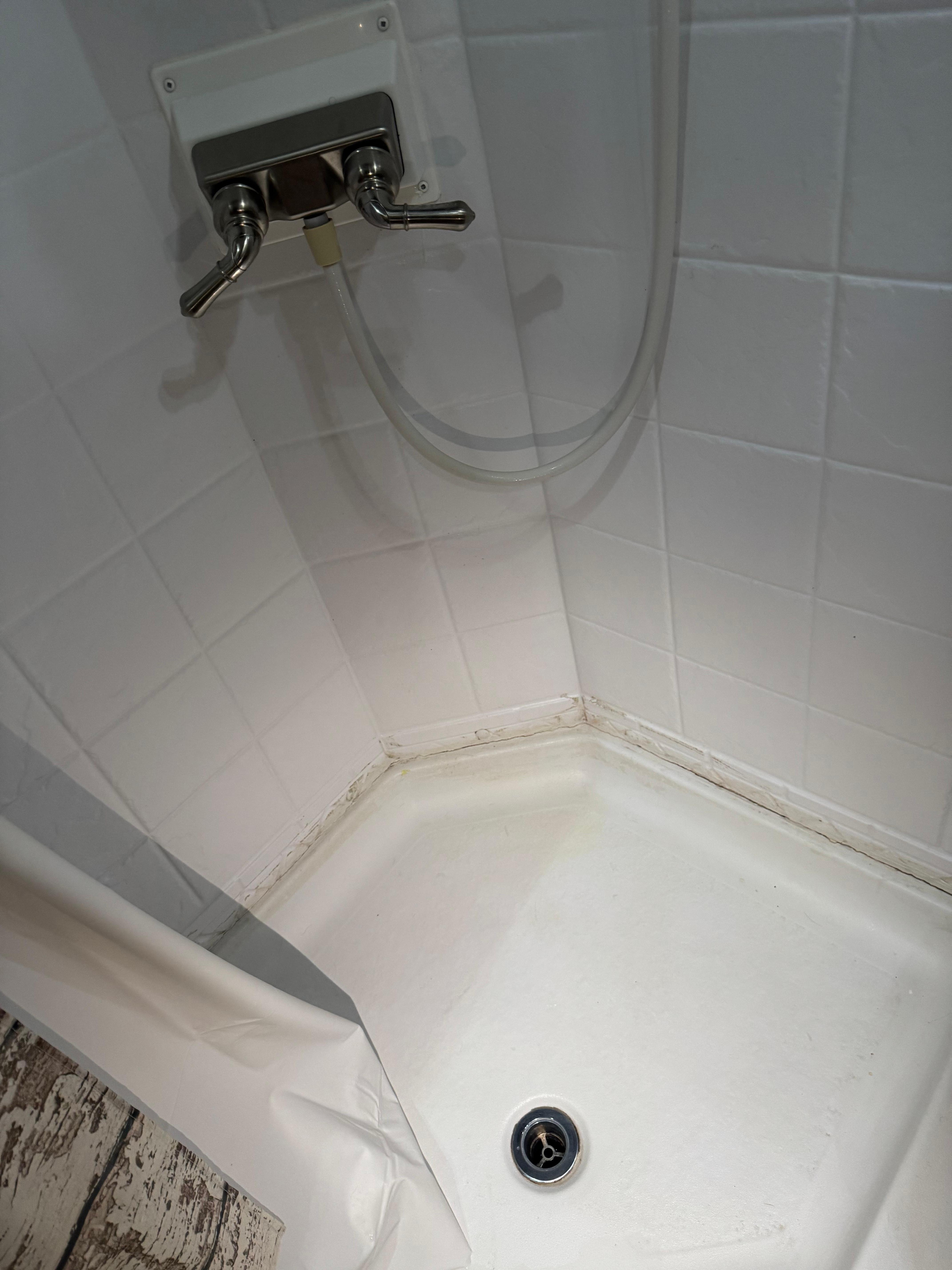 This shower was used as a urinalysis most likely. The stench was pungent and disgusting 