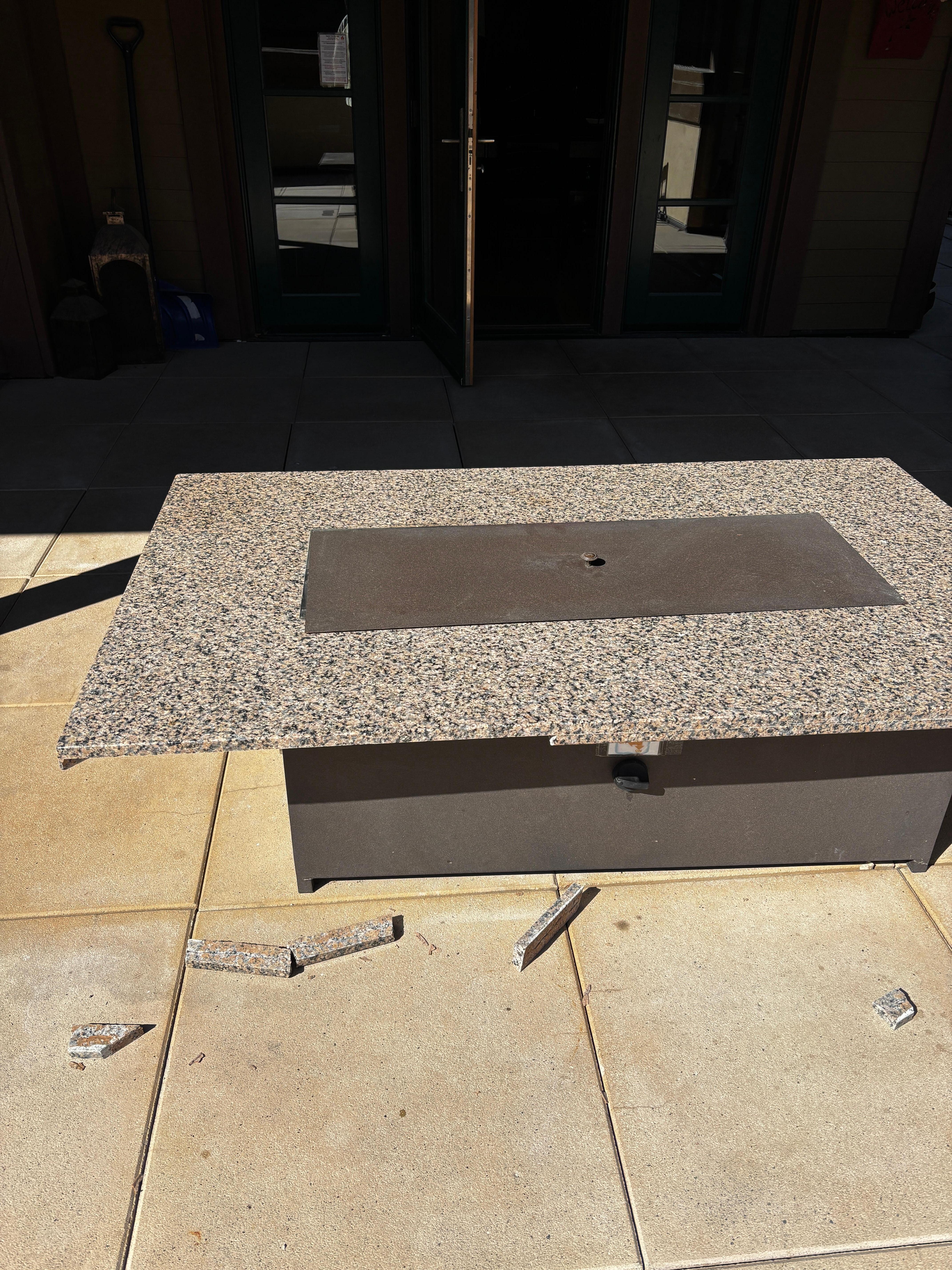 The patio hearth was broken.