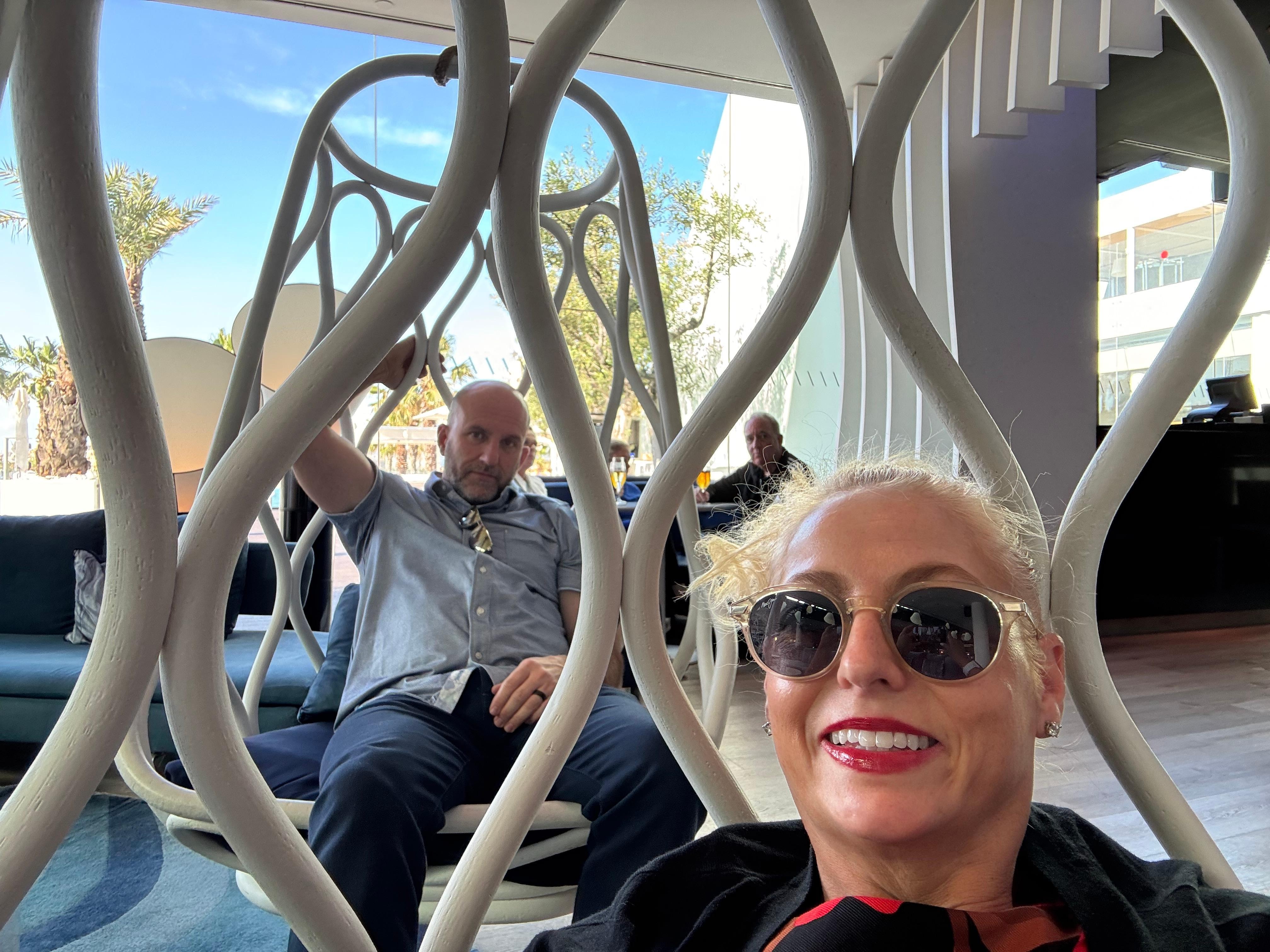 Fun swing chairs in the lobby/bar area