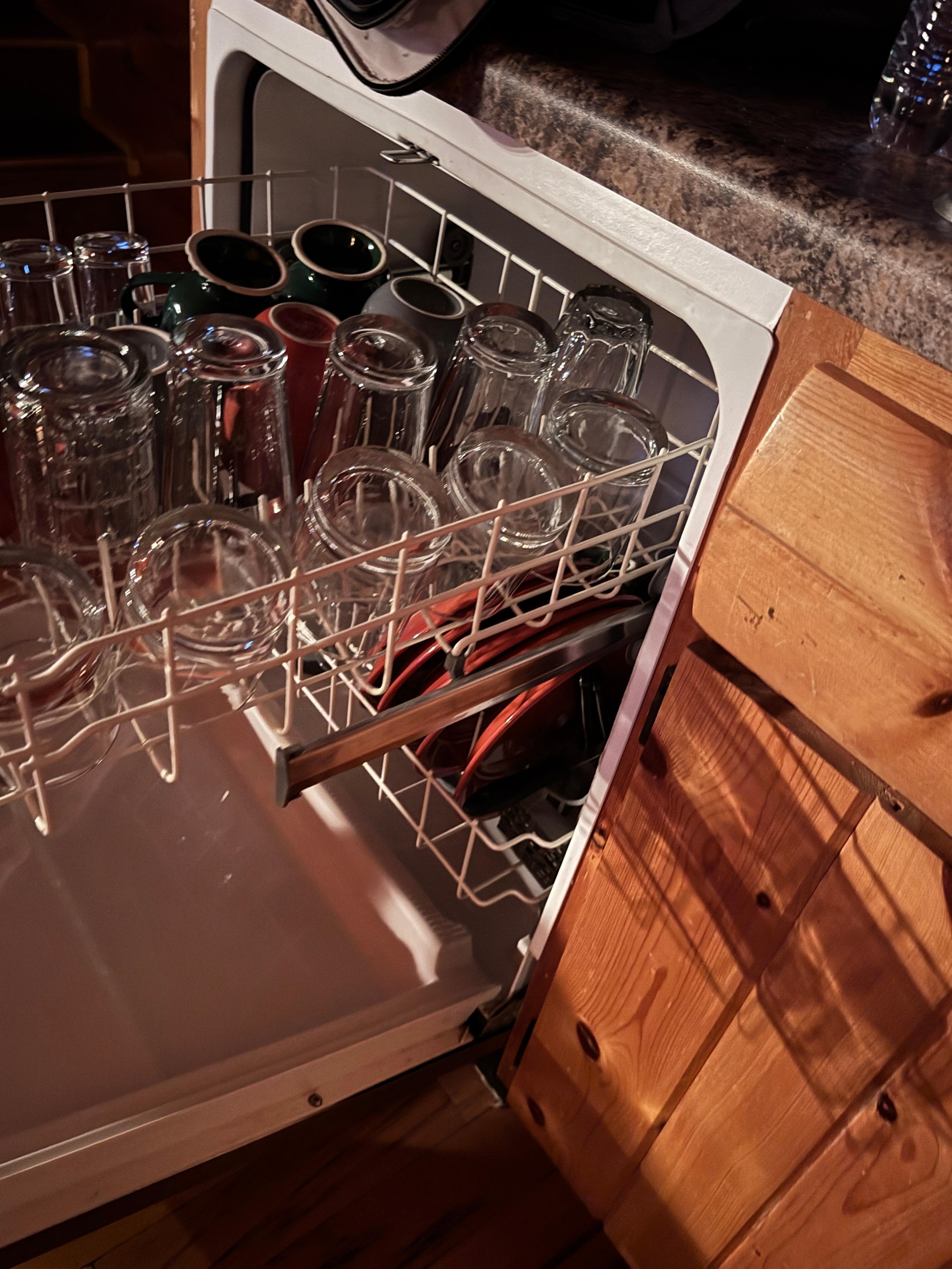 Dishwasher full of dishes I had to wash before we could use them 