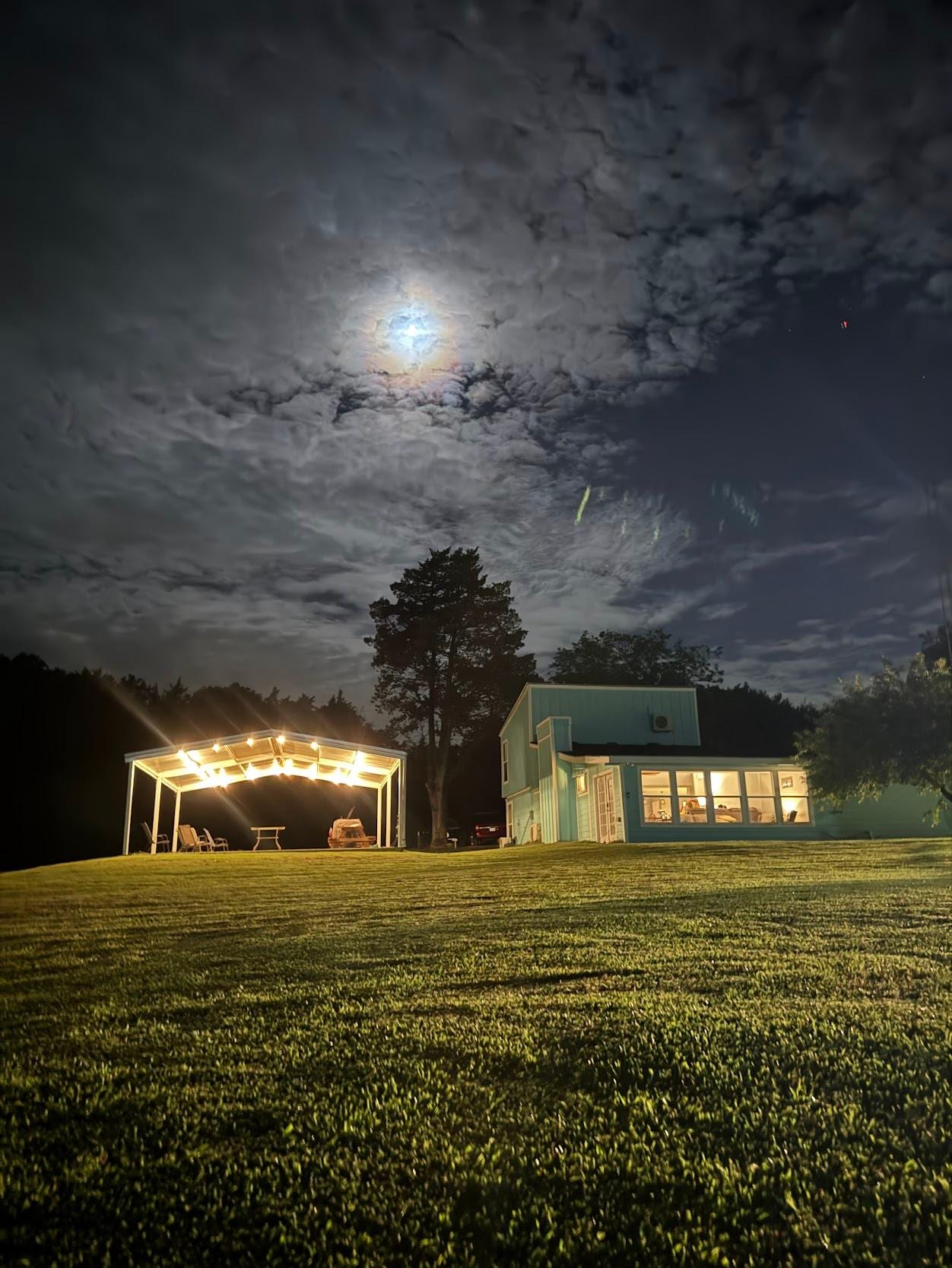 view from the shore at night