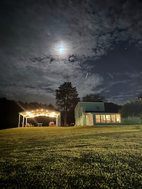 view from the shore at night