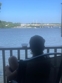 Enjoying his breakfast on the balcony