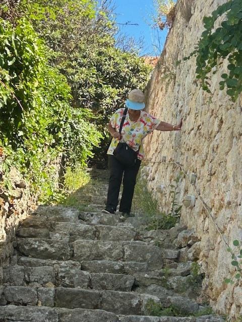 Stairway from laneway up to apartment.