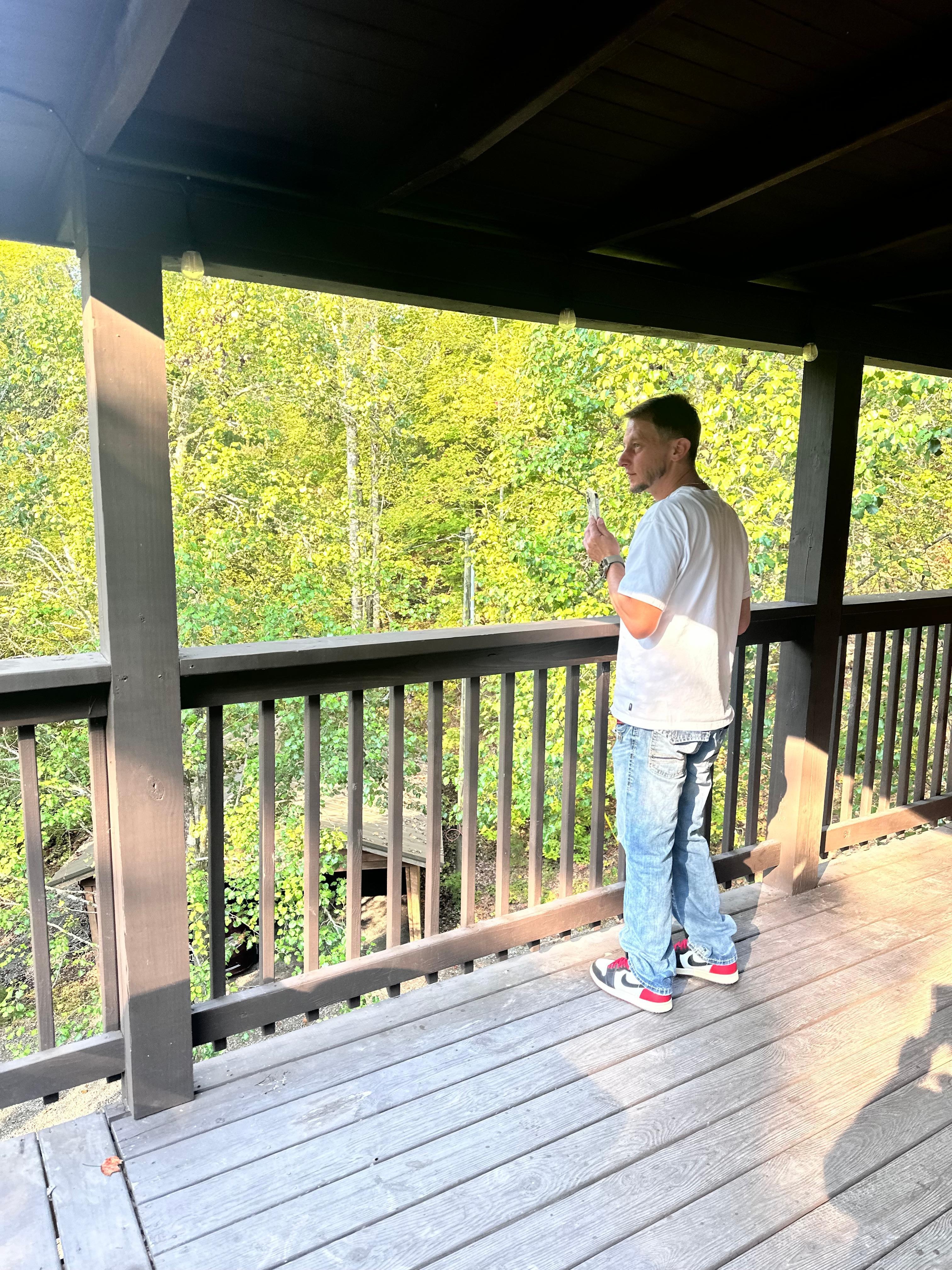 Surrounded by trees. 