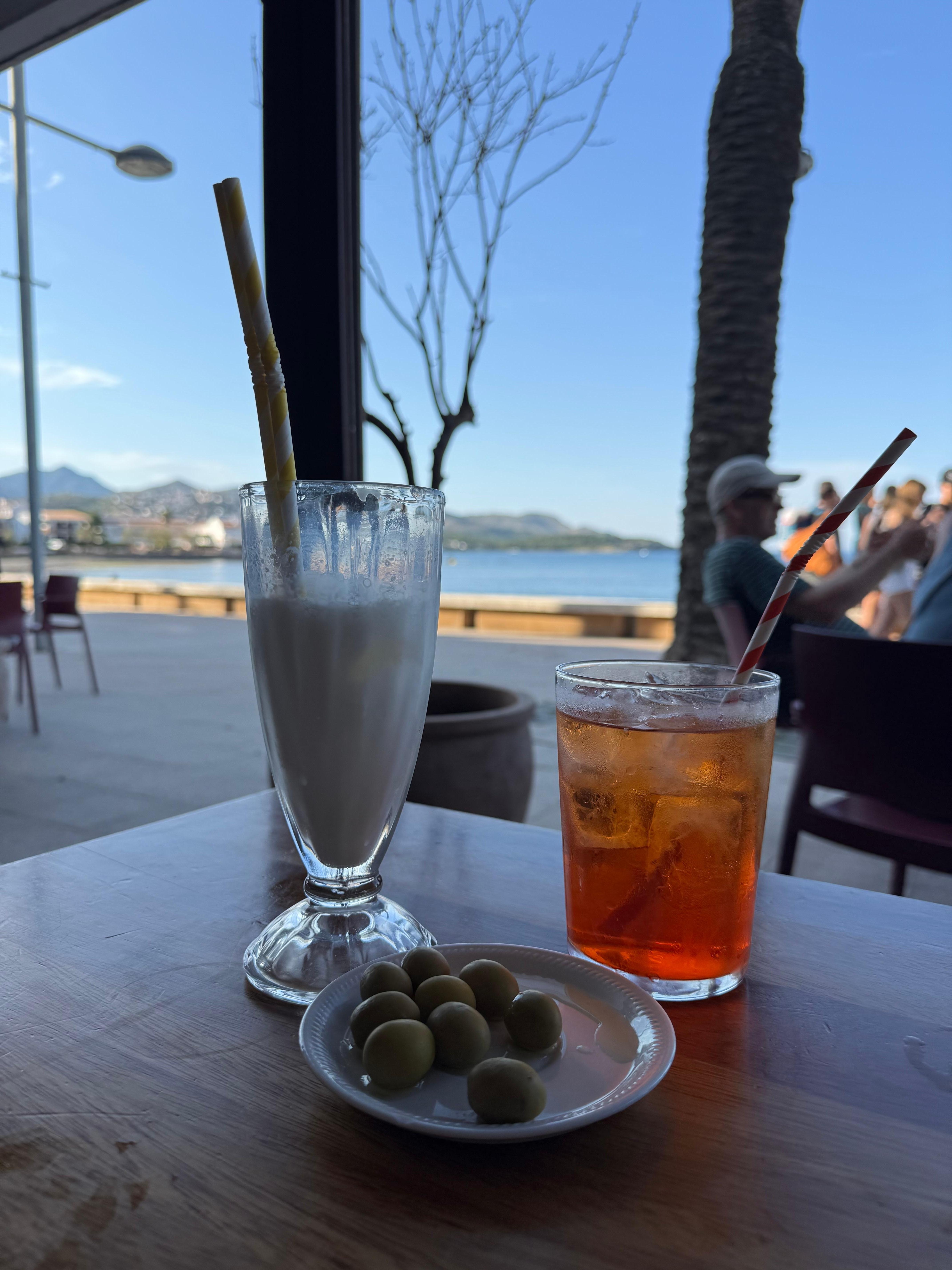 Drinks at one of the restaurants at the beach.