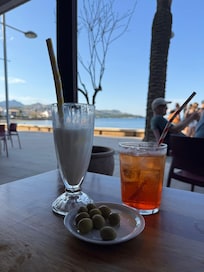 Drinks at one of the restaurants at the beach.