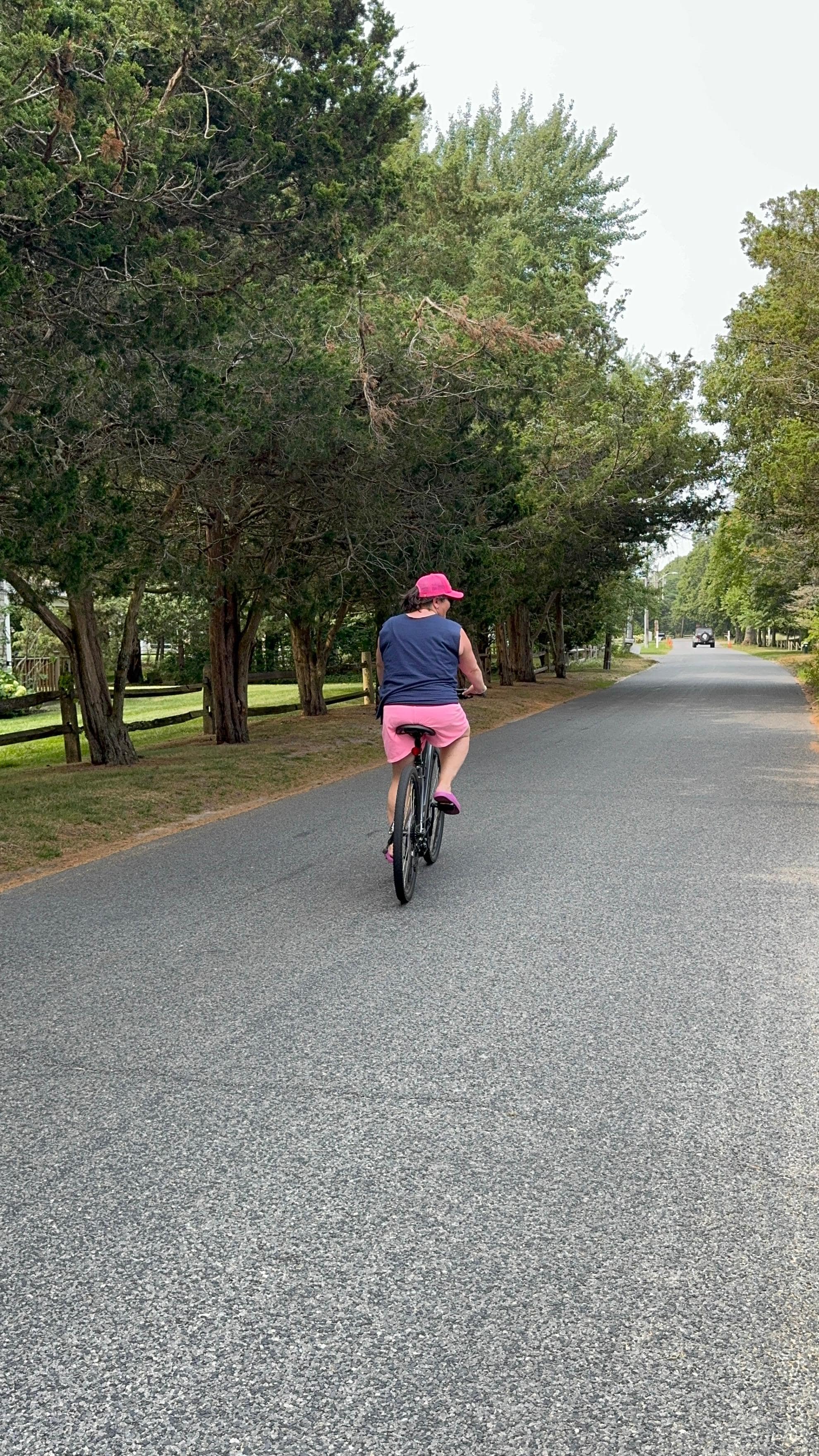 biking in front of house