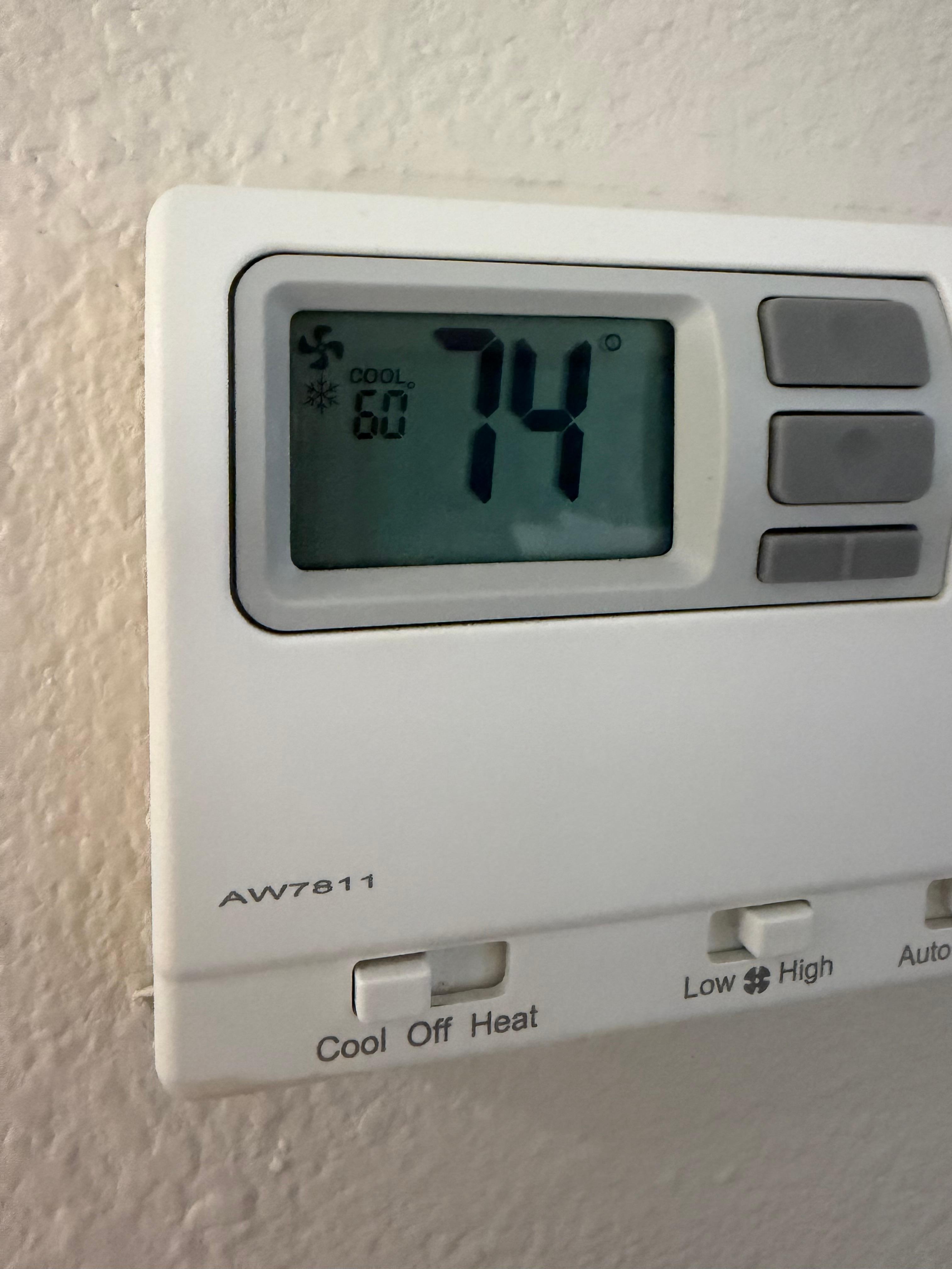 Ac set to 60 for days on end, room never got below 74